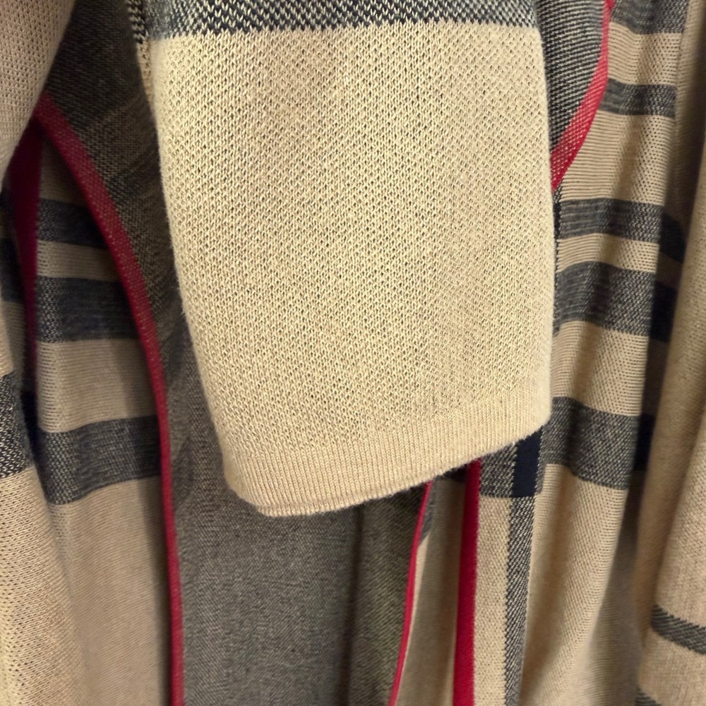 Kasper Women's Plus‎ Size 2X Camel Plaid Open Front Long Cardigan Sweater NWT - Picture 4 of 9